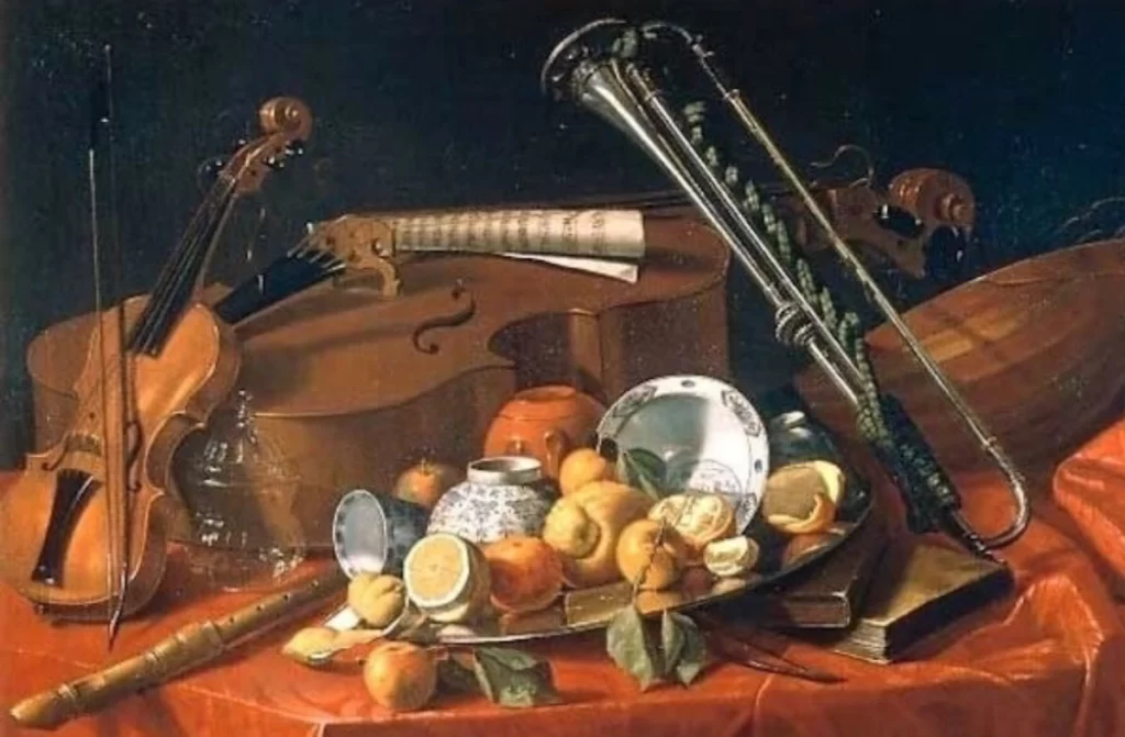 bodegones famosos, naturaleza muerta con instrumentos musicales