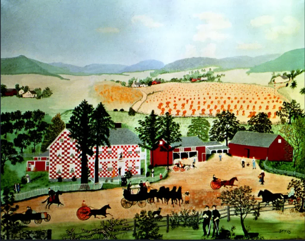 grandma moses, checkered house